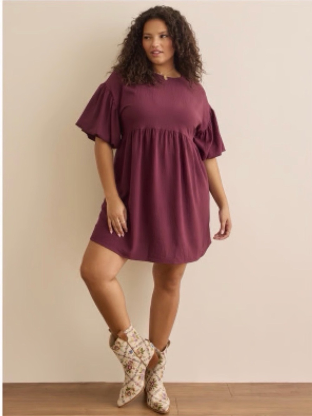 Arula Leah Puff Sleeve Mini Dress Size 1X